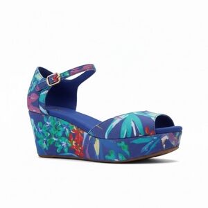 TOMS Birds of Paradise Wedge Peep Toe Sandal Shoe Sz 7.5